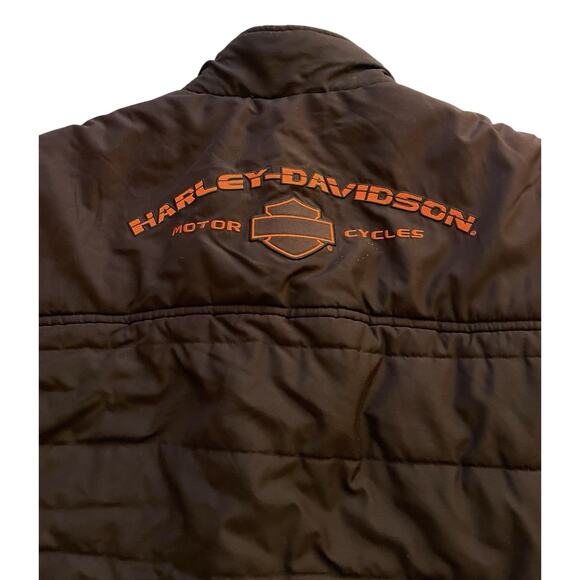 Harley Davidson Reversible Vest Men’s XL Black Gray Fleece Warm Embroidered Puff - Picture 9 of 11